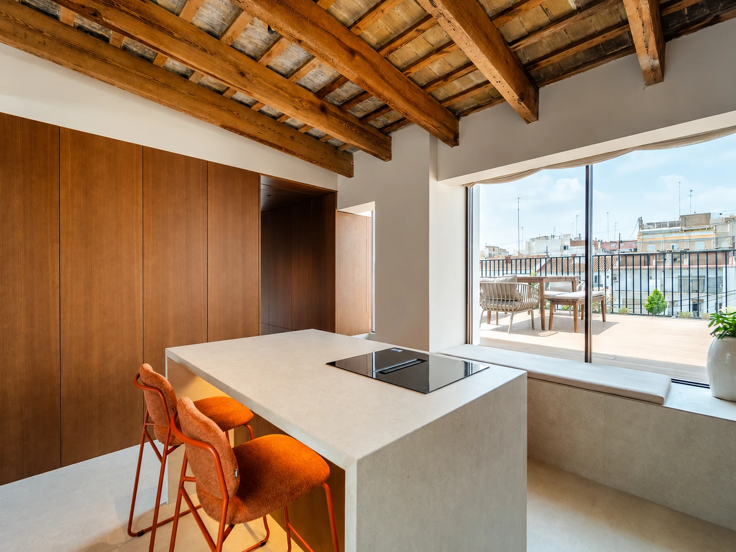 Kitchen at Casa Luisa Valencia with terrace views